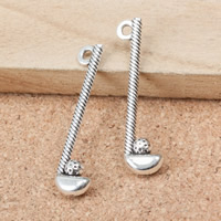 Pendentifs outils en alliage de zinc, Club de golf, Plaqué de couleur d'argent, protéger l'environnement, sans nickel, plomb et cadmium, 32x8.50mm, Trou:Environ 1mm, 420PC/lot, Vendu par lot