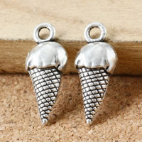 Sinc Alloy Pendants, Ice Cream, dath airgid antique plátáilte, nicil, luaidhe & caidmiam saor in aisce, 19x8x5mm, Poll:Thart 2mm, 400ríomhairí pearsanta/Lot, Díolta De réir Lot