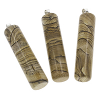 Obrázek Jasper Přívěsek, s elezo kauci, Sloupec, platinové barvy á, 14x53mm-15x57mm, Otvor:Cca 3x5mm, 10PC/Bag, Prodáno By Bag