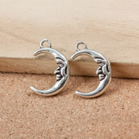 Zinc Alloy Moon Pendants antique silver color plated nickel lead & cadmium free Approx 2mm Sold By Lot