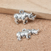 Zinklegierung Tier Anhänger, Nashorn, antik silberfarben plattiert, frei von Nickel, Blei & Kadmium, 13x20x4mm, Bohrung:ca. 1.5mm, 300PCs/Menge, verkauft von Menge