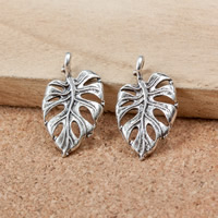 Cink Alloy Leaf Privjesci, List, starinski srebrne boje pozlaćen, nikal, olovo i kadmij besplatno, 20x12x2mm, Rupa:Približno 1mm, 500računala/Lot, Prodano By Lot