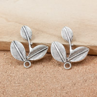 Zinklegering Leaf Hangers, Zinc Alloy, Blad, antiek zilver plated, nikkel, lood en cadmium vrij, 27x33x2mm, Gat:Ca 2mm, 200pC's/Lot, Verkocht door Lot