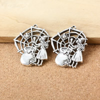 Fashion-Halloween-Tijdens, Zinc Alloy, Tovenaar, antiek zilver plated, Halloween Jewelry Gift, nikkel, lood en cadmium vrij, 40x33x3mm, Gat:Ca 2mm, 100pC's/Lot, Verkocht door Lot