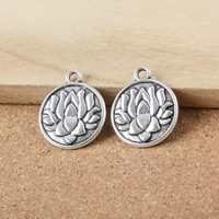 Alliage de zinc plate ronde pendentifs, Plat rond, Plaqué de couleur d'argent, protéger l'environnement, sans nickel, plomb et cadmium, 24x20x3mm, Trou:Environ 2mm, 200PC/lot, Vendu par lot