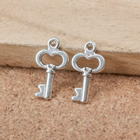 Zinklegering Key Hangers, Zinc Alloy, Sleutel, antiek zilver plated, nikkel, lood en cadmium vrij, 16x9x2mm, Gat:Ca 1.5mm, 500pC's/Lot, Verkocht door Lot