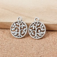 Zinc Alloy Flat Round Pendants antique silver color plated nickel lead & cadmium free Approx 2mm Sold By Lot