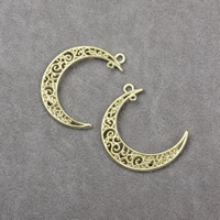 Zinc alliage Moon pendentifs, alliage de zinc, lune, Placage de couleur d'or, avec boucle, protéger l'environnement, sans nickel, plomb et cadmium, 41x31x1mm, Trou:Environ 2mm, 1mm, 100PC/lot, Vendu par lot