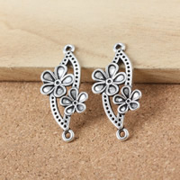 Cvjetni Zinc Alloy priključak, Cink Alloy, starinski srebrne boje pozlaćen, 1/1 petlje, nikal, olovo i kadmij besplatno, 37x19x3mm, Rupa:Približno 2mm, 300računala/Lot, Prodano By Lot