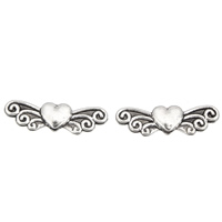 Cink Alloy Heart perle, Krilati Heart, starinski srebrne boje pozlaćen, dovesti i kadmija besplatno, 24x7x4mm, Rupa:Približno 1mm, 100G/Torba, Prodano By Torba