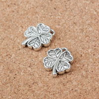 Cink ötvözet Clover medál, Four Leaf Clover, antik ezüst színű bevonattal, nikkel, ólom és kadmium mentes, 13x11x2mm, Lyuk:Kb 1mm, 400PC-k/Lot, Által értékesített Lot