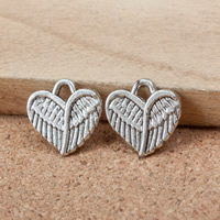 Pendentifs coeur en alliage de zinc, Plaqué de couleur d'argent, protéger l'environnement, sans nickel, plomb et cadmium, 13x13x1.50mm, Trou:Environ 2mm, 400PC/lot, Vendu par lot