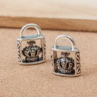 Pingentes de Lock de liga de zinco, bloqueio para crianças, banho de cor prata antiga, níquel, chumbo e cádmio livre, 17x24x8mm, Buraco:Aprox 5mm, 100PCs/Lot, vendido por Lot