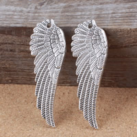 Wing Shaped Zinc Alloy Privjesci, Cink Alloy, starinski srebrne boje pozlaćen, nikal, olovo i kadmij besplatno, 51x17x3mm, Rupa:Približno 2mm, 200računala/Lot, Prodano By Lot