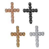 Kubisk Zirconia Micro Pave Messing Perler, Skull Cross, forgyldt, Micro Pave cubic zirconia, flere farver til valg, nikkel, bly & cadmium fri, 21x33x4.50mm, Hole:Ca. 1.5mm, 10pc'er/Lot, Solgt af Lot