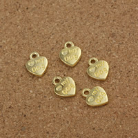 Pendentifs coeur en alliage de zinc, Placage de couleur d'or, protéger l'environnement, sans nickel, plomb et cadmium, 13x10mm, Trou:Environ 2mm, 300PC/lot, Vendu par lot