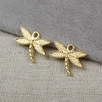 Zinklegering Animal Hangers, Zinc Alloy, Dragonfly, gold plated, nikkel, lood en cadmium vrij, 14x18x2mm, Gat:Ca 2mm, 500pC's/Lot, Verkocht door Lot