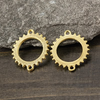 Conector de liga de zinco, Gear Wheel, cromado de cor dourada, laço de 1/1, níquel, chumbo e cádmio livre, 28x24x1.50mm, Buraco:Aprox 2mm, 300PCs/Lot, vendido por Lot