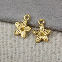 Zinklegierung Blume Anhänger, goldfarben plattiert, frei von Nickel, Blei & Kadmium, 14x11x3mm, Bohrung:ca. 1.5mm, 500PCs/Menge, verkauft von Menge