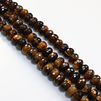 Tiger Eye perle, Rondelle, prirodan, faceted, 5x8-9mm, Rupa:Približno 1mm, Dužina Približno 15.5 inčni, 2pramenovi/Lot, Približno 78računala/Strand, Prodano By Lot