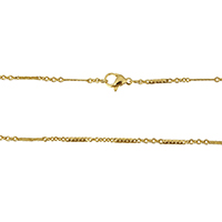 Roestvrij staal Ketting Chain, gold plated, 2x1.5x0.5mm, 8x1.5x0.5mm, Lengte Ca 18 inch, 10strengen/Lot, Verkocht door Lot