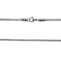 Nehrđajućeg čelika Nekclace Chain, Nehrđajući čelik, izvorna boja, 2mm, Dužina Približno 20 inčni, 10pramenovi/Lot, Prodano By Lot