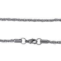 Rozsdamentes acél kötél Chain, Stainless Steel, kötél lánc, az eredeti szín, 3mm, Hossz Kb 20 inch, 10Strands/Lot, Által értékesített Lot