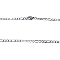 Stainless Steel Chain Ogrlica, Nehrđajući čelik, Figaro lanac, izvorna boja, 6x3x1mm, 4.5x3x1mm, Dužina Približno 18 inčni, 10pramenovi/Lot, Prodano By Lot