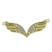 Kubni cirkonij Micro Pave Brass priključak, Mesing, Angel Wing, micro utrti kubni cirkonij & 1/1 petlje, izvorna boja, nikal, olovo i kadmij besplatno, 32x13x2mm, Rupa:Približno 0.8mm, 10računala/Torba, Prodano By Torba