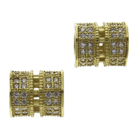 Cubic Zirconia Micro Pave Brass Europeo Bead, metal, Columna, micro arcilla de zirconia cúbica & agujero largo, color original, libre de níquel, plomo & cadmio, 9x8mm, agujero:aproximado 5mm, 10PCs/Bolsa, Vendido por Bolsa