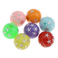 Silver Accent Acrylic Beads Round & solid color mixed colors Approx 1mm Sold By Bag