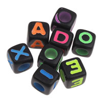 Alphabet Acrylic Beads with letter pattern & mixed & solid color black Approx 3mm Approx Sold By Bag