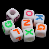 Alphabet Acrylic Beads with letter pattern & mixed & solid color white Approx 3mm Approx Sold By Bag