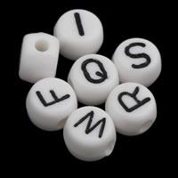 Alphabet Acrylic Beads Flat Round mixed pattern & with letter pattern & solid color white Approx 1mm Approx Sold By Bag