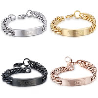 De Armband van mensen, Roestvrij staal, plated, kinketting & met brief patroon & voor de mens, meer kleuren voor de keuze, 10mm, Per verkocht Ca 7.8 inch Strand