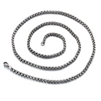 Titanium halskettingen, Titanium Staal, verschillende lengte voor keuze & box ketting & voor de mens & zwart maken, 4mm, Verkocht door Strand