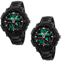 Montre à bijoux pour homme SKmei®, acier inoxydable, avec plastique, ionique noire, plus de couleurs à choisir, protéger l'environnement, sans nickel, plomb et cadmium, 52x55mm, Longueur Environ 9 pouce, Vendu par PC