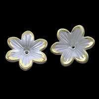 ABS Pearl plaisteach Bead Cap, Flower, dath an óir plated, bán, 23x5mm, Poll:Thart 1mm, Thart 500ríomhairí pearsanta/Mála, Díolta De réir Mála