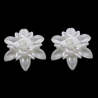 Pérolas de plástico ABS Acessórios de vestuário, Flor, branco, 54x19mm, Buraco:Aprox 1mm, Aprox 70PCs/Bag, vendido por Bag