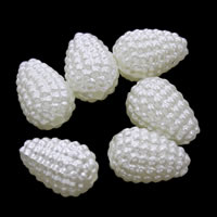 Grânulos de plástico ABS, Pérolas de plástico ABS, Lágrima, branco, 9x14mm, Buraco:Aprox 1mm, Aprox 700PCs/Bag, vendido por Bag