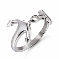 Rostfritt stål Fingerringar, ROSTFRITT STÅL, Anchor, nautiska mönster & olika storlek för val, ursprungliga färgen, 14x21mm, Säljs av PC