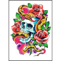 Tatueringsmärke, Papper, Skull, vattentät, 210x150mm, 20PC/Bag, Säljs av Bag