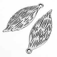 Zinklegering Leaf Hangers, Zinc Alloy, Blad, antiek zilver plated, nikkel, lood en cadmium vrij, 13x35x1.50mm, Gat:Ca 1.5mm, 500pC's/Lot, Verkocht door Lot