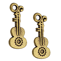 Muzikos instrumentai Shaped Cinko lydinio Pakabukai, Cinko lydinys, Gitara, antikvariniai auksinės spalvos padengtas, nikelio, švino ir kadmio nemokamai, 9x21x2mm, Skylė:Apytiksliai 2mm, 500kompiuteriai/Pirkimo, Pardavė Pirkimo