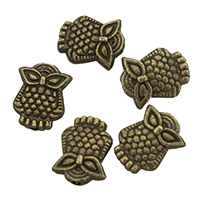 Zink Alloy Animal Pärlor, Owl, antik brons färg klädd, nickel, bly och kadmium gratis, 7.50x9.50x3.50mm, Hål:Ca 1mm, 1000PC/Lot, Säljs av Lot