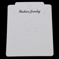 Papier Sieraden Set Display Card, Rechthoek, met brief patroon, wit, 61x79mm, 200pC's/Bag, Verkocht door Bag