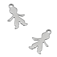 Stainless Steel korut Riipukset, Ruostumaton teräs, Poika, alkuperäinen väri, 11x16x1mm, Reikä:N. 1mm, 1000PC/erä, Myymät erä