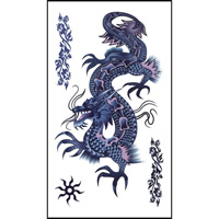 Autocollants de tatouage, papier, dragon, imperméable, 105x60mm, 100PC/sac, Vendu par sac