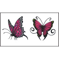 Autocollants de tatouage, papier, papillon, imperméable, 105x60mm, 100PC/sac, Vendu par sac