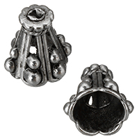 Lo zinco in lega tallone Cap, lega in zinco, placcato argento antico, assenza di nichel,piombo&cadmio, 9x10x9mm, Foro:Appross. 1mm, 200PC/lotto, Venduto da lotto